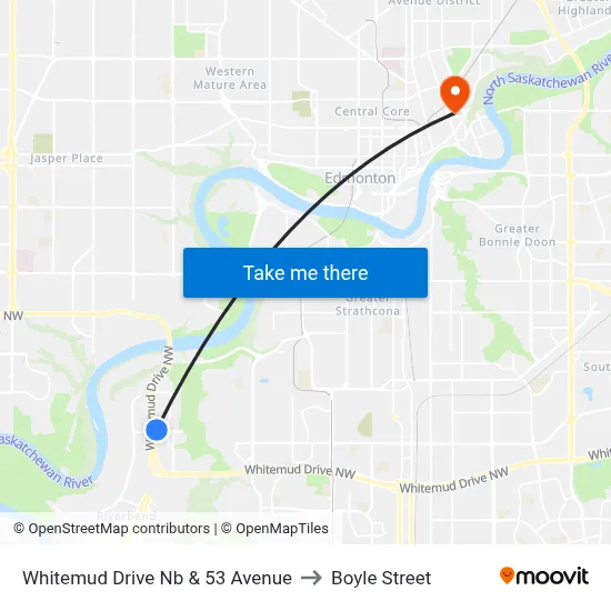 Whitemud Drive Nb & 53 Avenue to Boyle Street map
