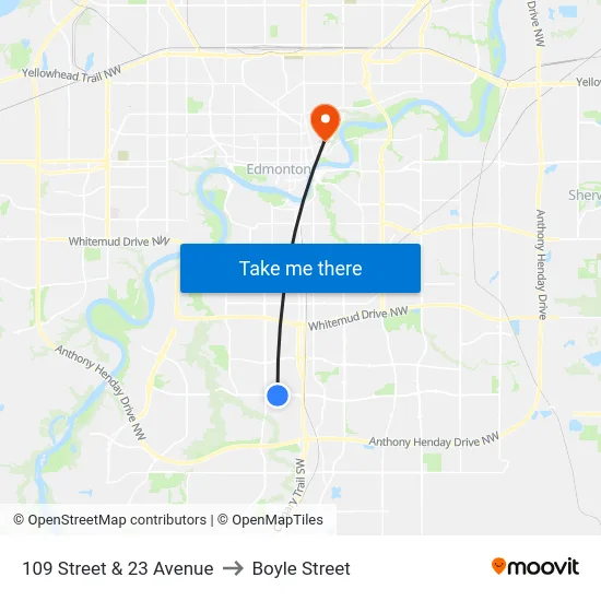 109 Street & 23 Avenue to Boyle Street map