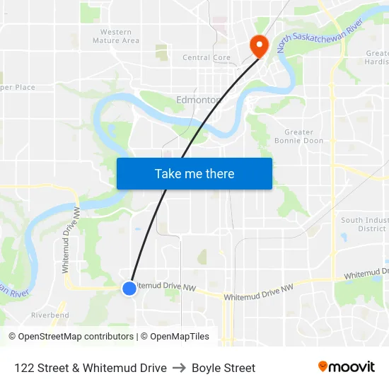 122 Street & Whitemud Drive to Boyle Street map