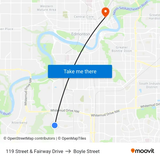 119 Street & Fairway Drive to Boyle Street map