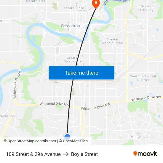 109 Street & 29a Avenue to Boyle Street map