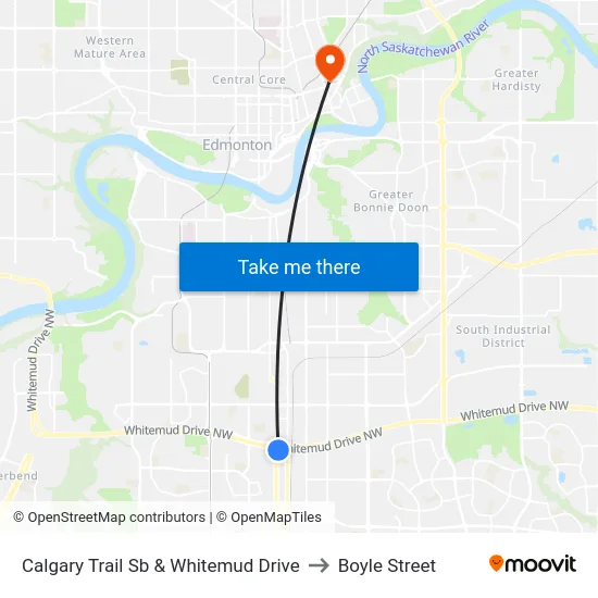 Calgary Trail Sb & Whitemud Drive to Boyle Street map