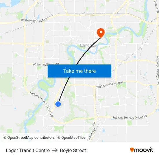 Leger Transit Centre to Boyle Street map