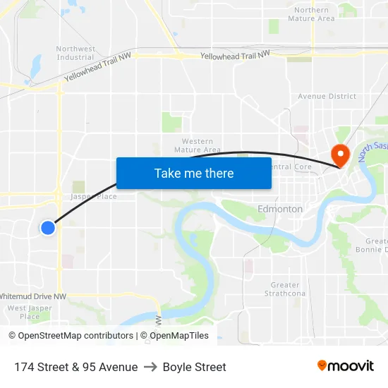174 Street & 95 Avenue to Boyle Street map