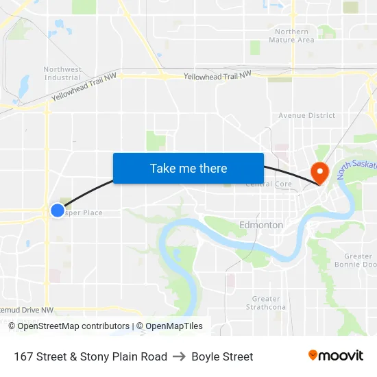 167 Street & Stony Plain Road to Boyle Street map