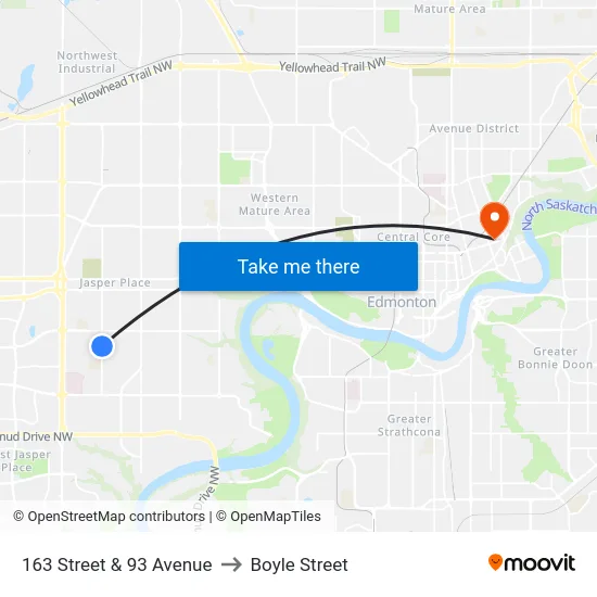 163 Street & 93 Avenue to Boyle Street map