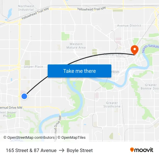 165 Street & 87 Avenue to Boyle Street map