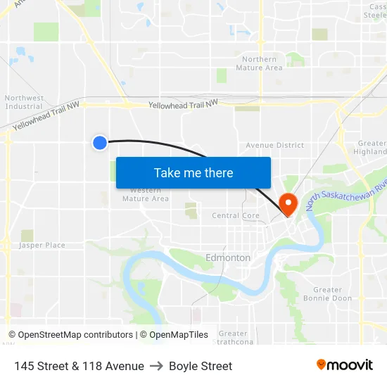 145 Street & 118 Avenue to Boyle Street map