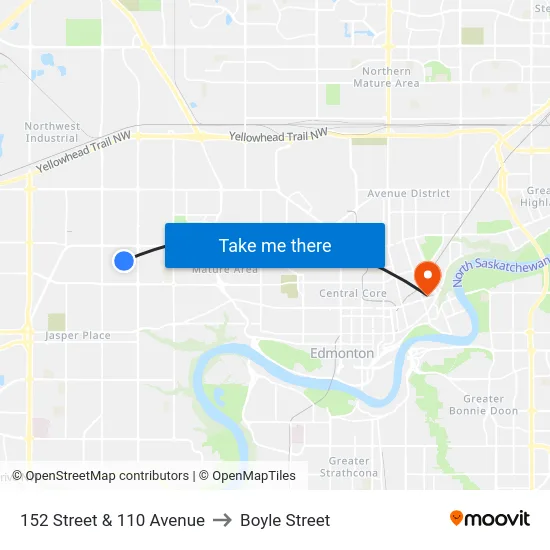 152 Street & 110 Avenue to Boyle Street map
