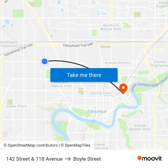 142 Street & 118 Avenue to Boyle Street map