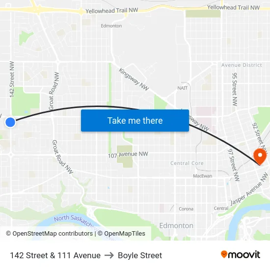 142 Street & 111 Avenue to Boyle Street map