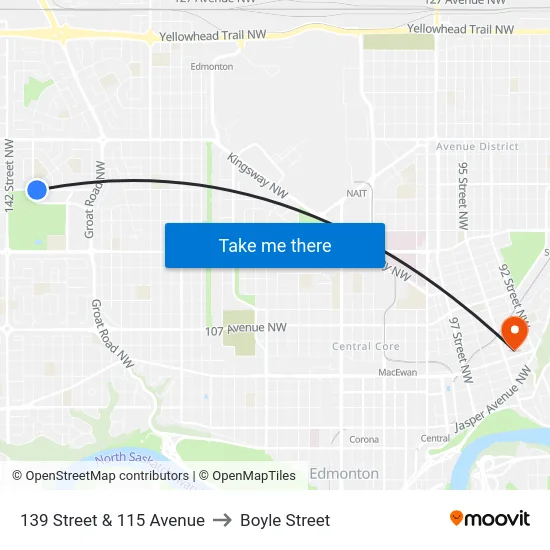 139 Street & 115 Avenue to Boyle Street map