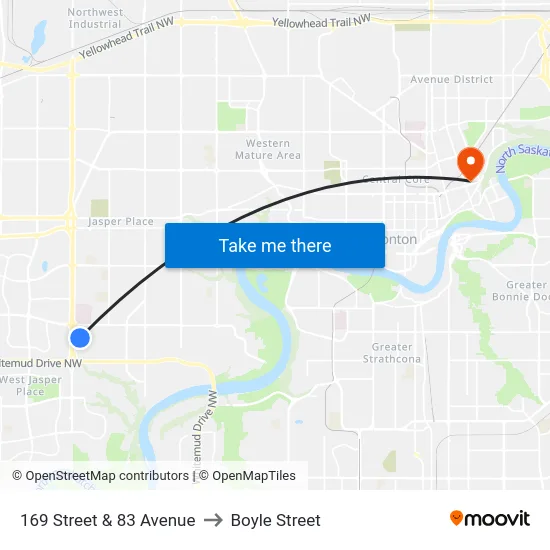 169 Street & 83 Avenue to Boyle Street map