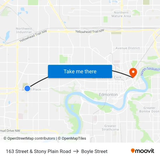 163 Street & Stony Plain Road to Boyle Street map