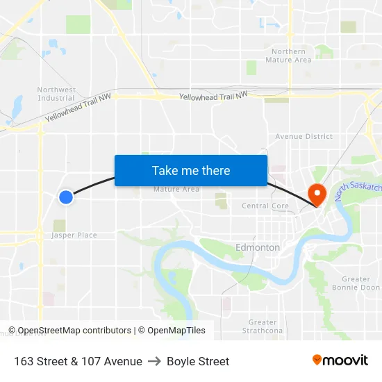 163 Street & 107 Avenue to Boyle Street map