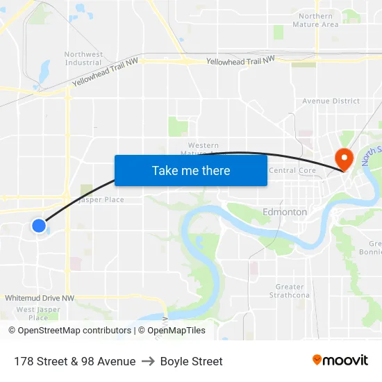 178 Street & 98 Avenue to Boyle Street map
