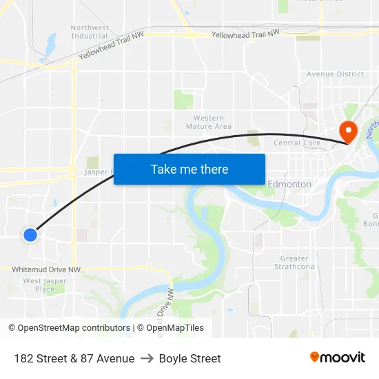 182 Street & 87 Avenue to Boyle Street map