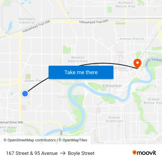 167 Street & 95 Avenue to Boyle Street map