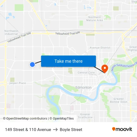 149 Street & 110 Avenue to Boyle Street map