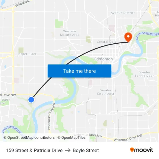 159 Street & Patricia Drive to Boyle Street map