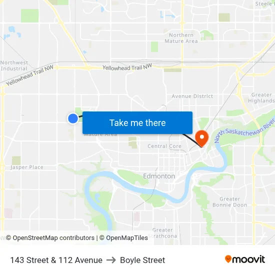143 Street & 112 Avenue to Boyle Street map