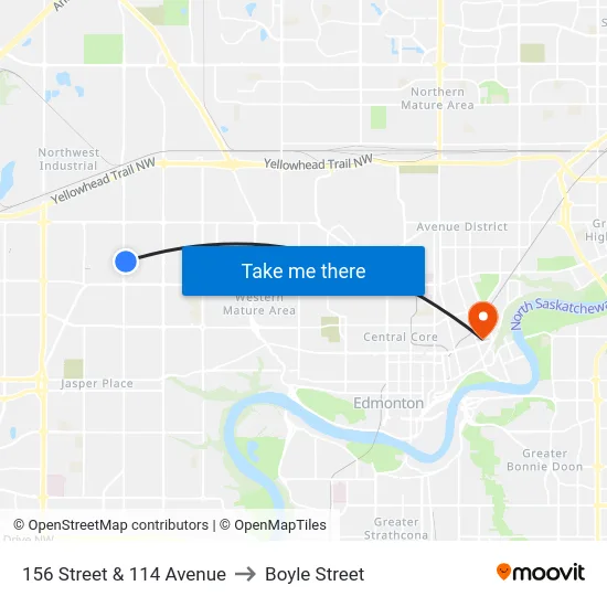 156 Street & 114 Avenue to Boyle Street map
