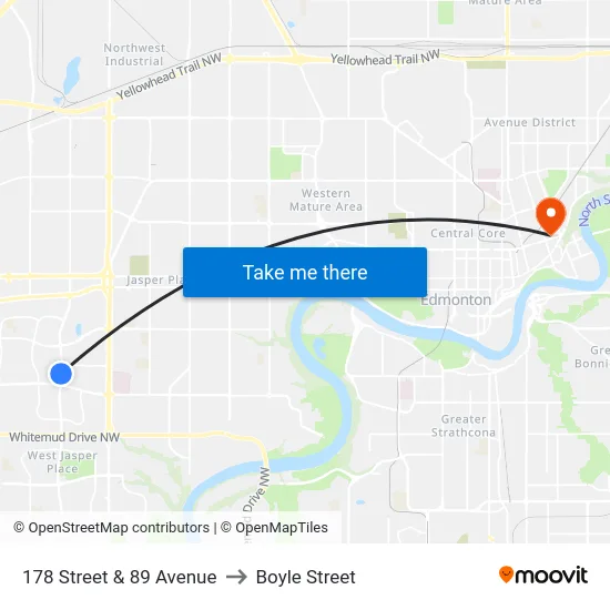 178 Street & 89 Avenue to Boyle Street map