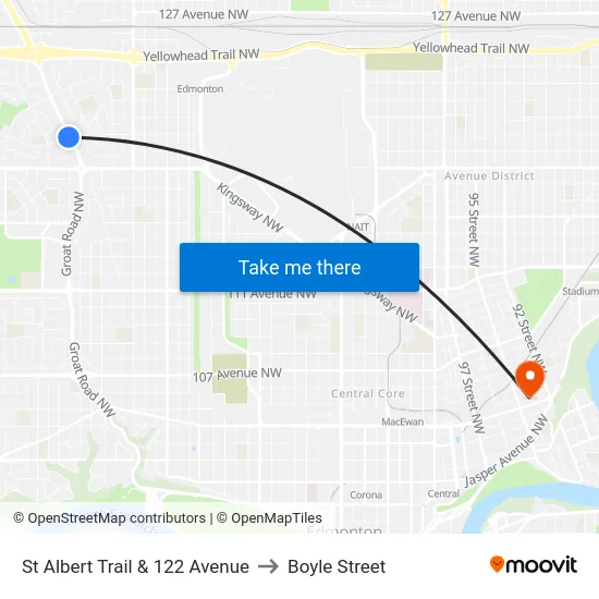 St Albert Trail & 122 Avenue to Boyle Street map