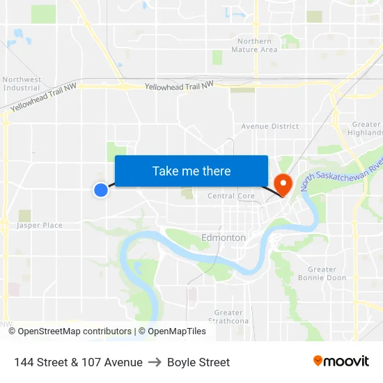 144 Street & 107 Avenue to Boyle Street map
