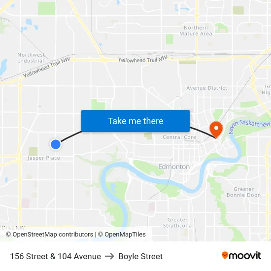 156 Street & 104 Avenue to Boyle Street map