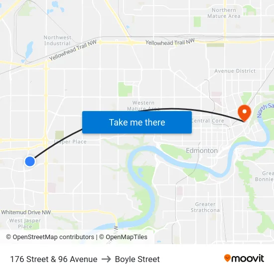 176 Street & 96 Avenue to Boyle Street map