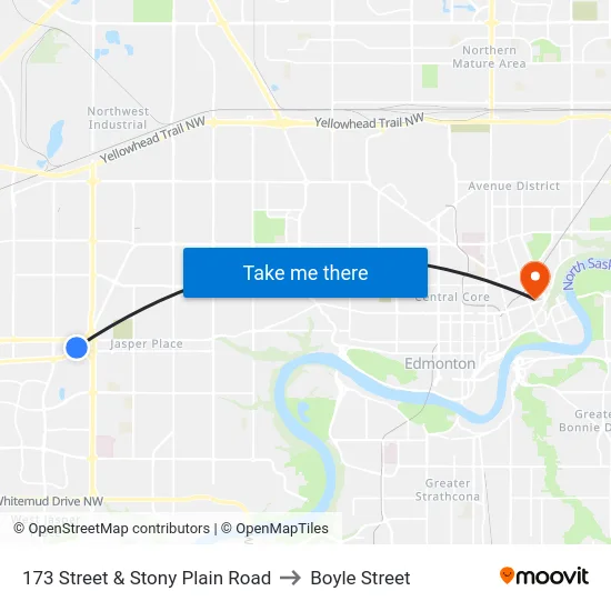 173 Street & Stony Plain Road to Boyle Street map
