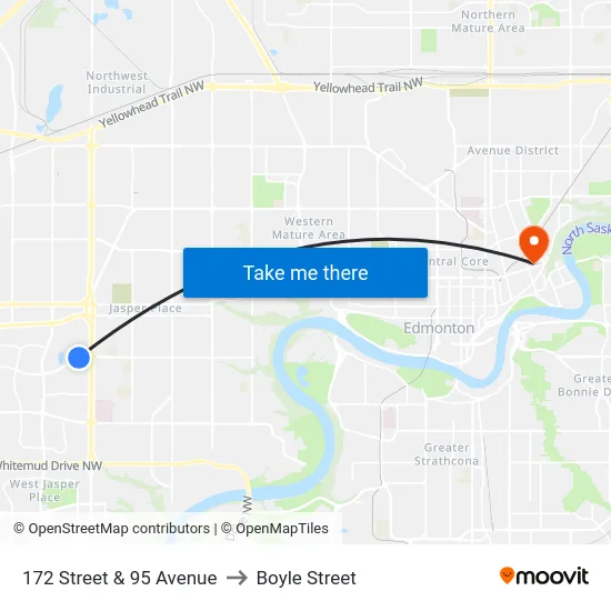172 Street & 95 Avenue to Boyle Street map