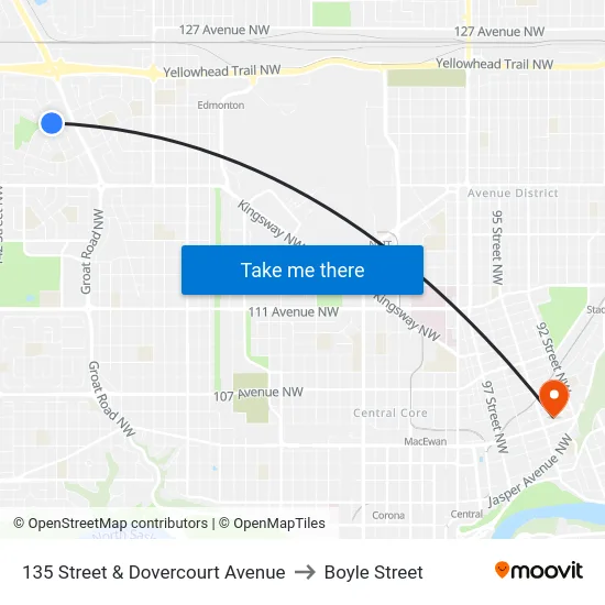 135 Street & Dovercourt Avenue to Boyle Street map
