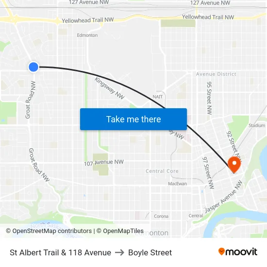 St Albert Trail & 118 Avenue to Boyle Street map