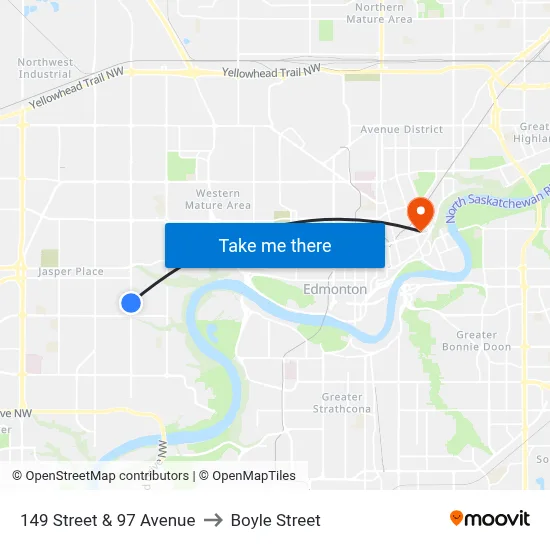 149 Street & 97 Avenue to Boyle Street map