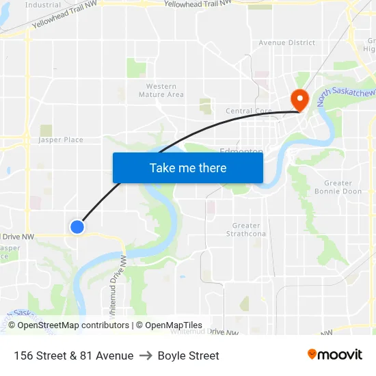 156 Street & 81 Avenue to Boyle Street map