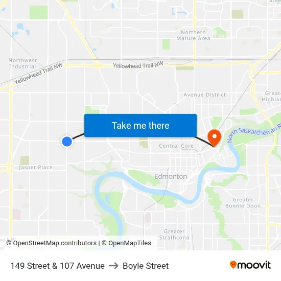 149 Street & 107 Avenue to Boyle Street map