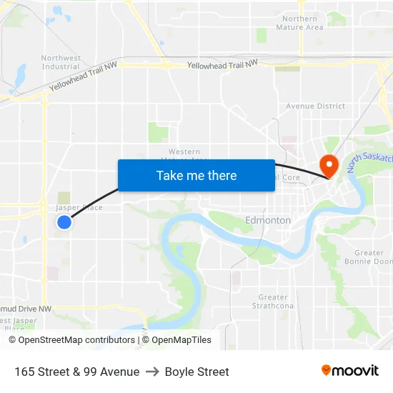 165 Street & 99 Avenue to Boyle Street map
