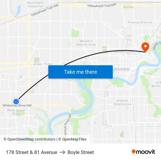 178 Street & 81 Avenue to Boyle Street map