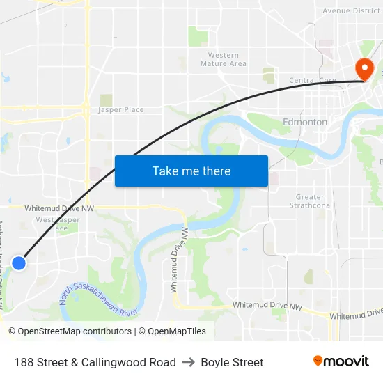 188 Street & Callingwood Road to Boyle Street map