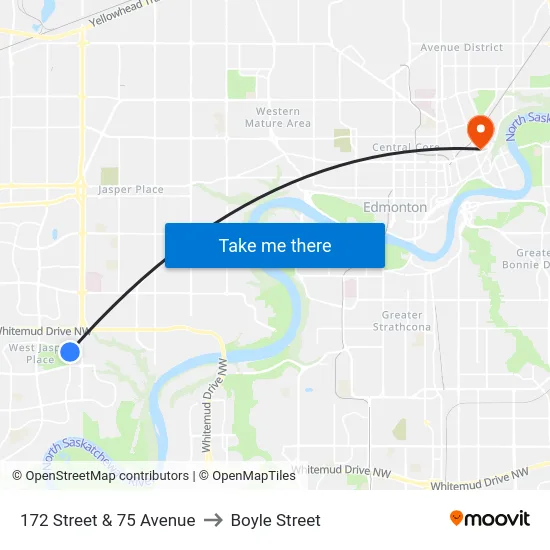 172 Street & 75 Avenue to Boyle Street map