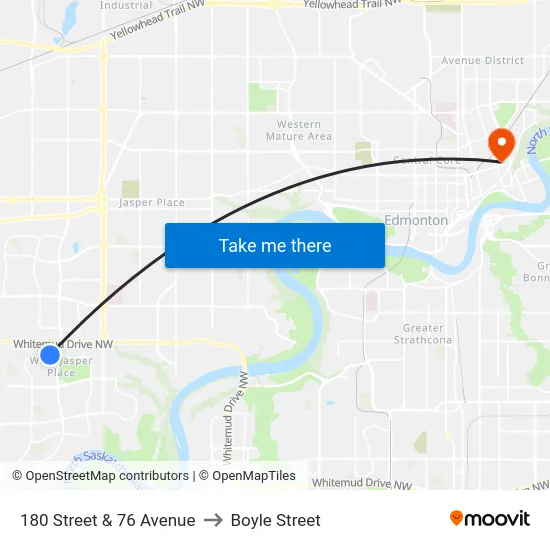 180 Street & 76 Avenue to Boyle Street map