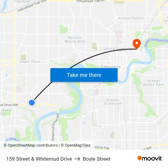 159 Street & Whitemud Drive to Boyle Street map