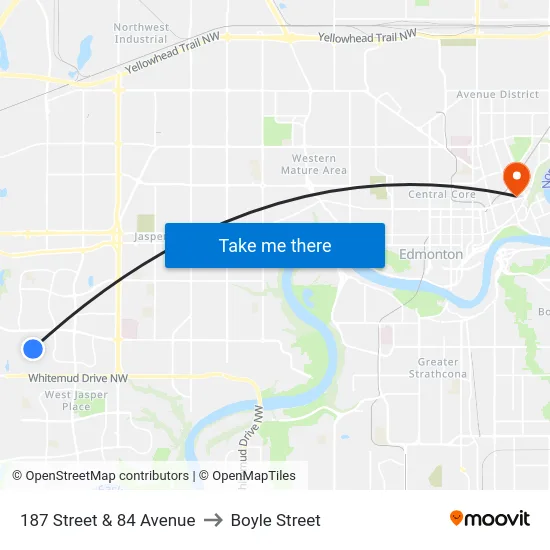 187 Street & 84 Avenue to Boyle Street map