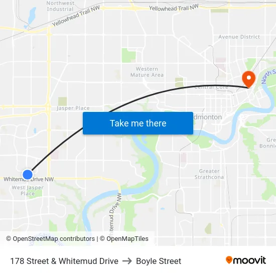 178 Street & Whitemud Drive to Boyle Street map