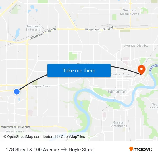 178 Street & 100 Avenue to Boyle Street map
