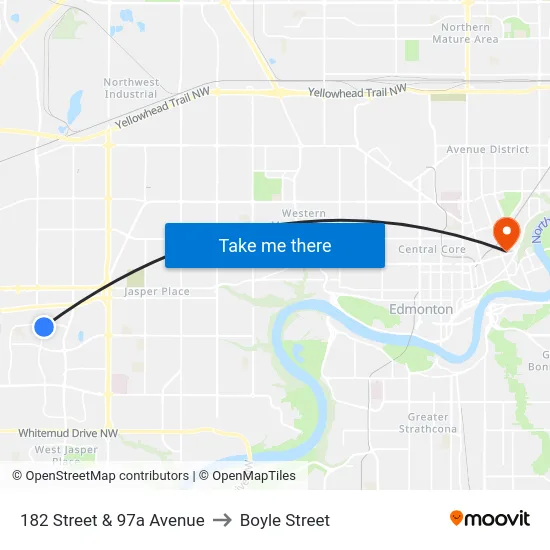 182 Street & 97a Avenue to Boyle Street map