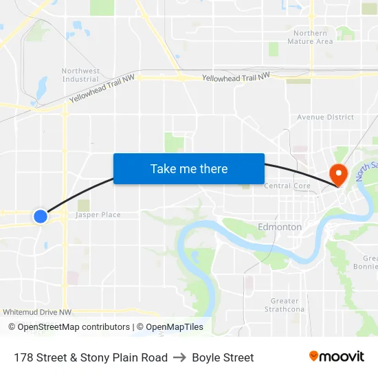 178 Street & Stony Plain Road to Boyle Street map