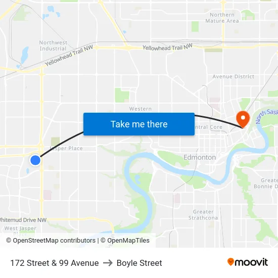 172 Street & 99 Avenue to Boyle Street map